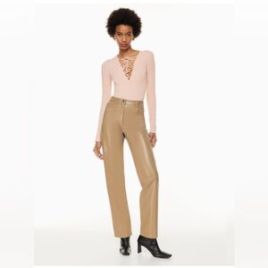 Aritzia leather Melina pant tan